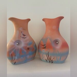 Hand-Painted Blue Decorative Vases With A Fish Decoration 9 Inches
Tall Set Of 2